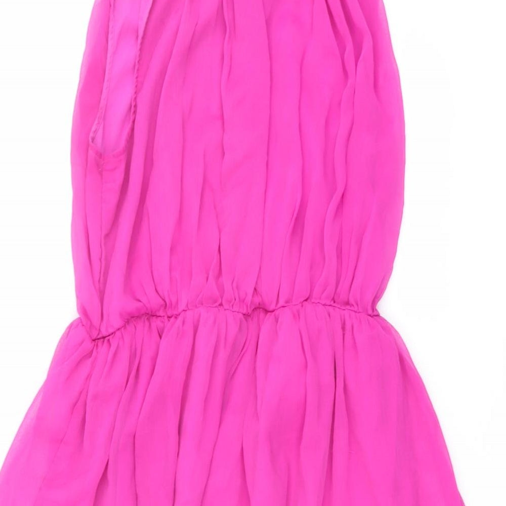 NEXT Girls Pink Polyester A-Line Size 16 Years Round Neck Button - Flower Detail