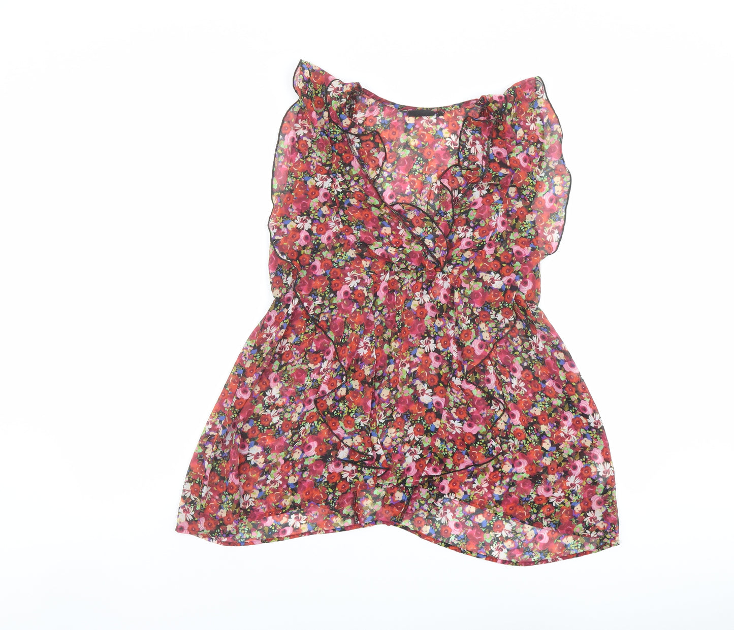 NEXT Womens Multicoloured Floral Polyester Basic Blouse Size 10 V-Neck