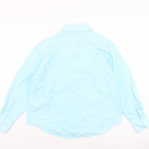Zara Womens Blue Cotton Basic Button-Up Size S Collared