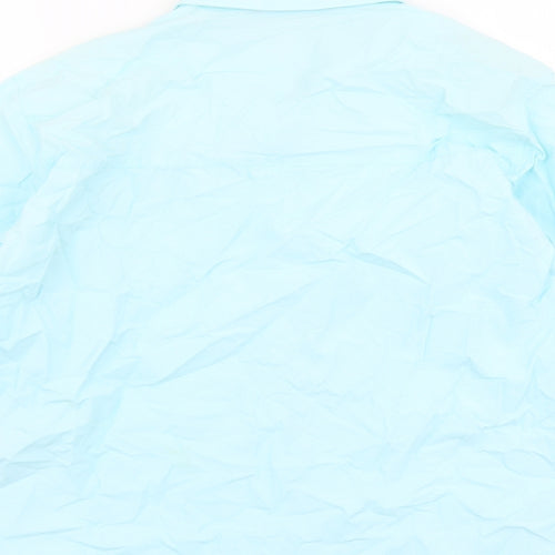 Zara Womens Blue Cotton Basic Button-Up Size S Collared
