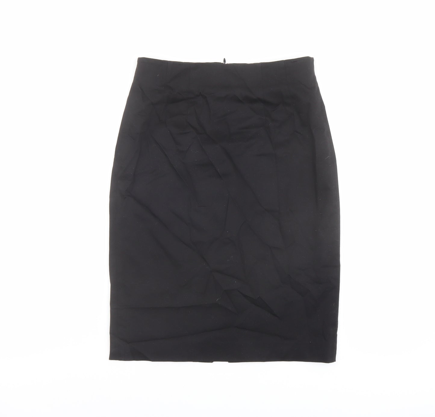 Zara Womens Black Cotton Straight & Pencil Skirt Size 8 Zip