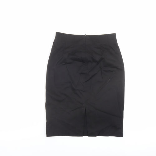 Zara Womens Black Cotton Straight & Pencil Skirt Size 8 Zip