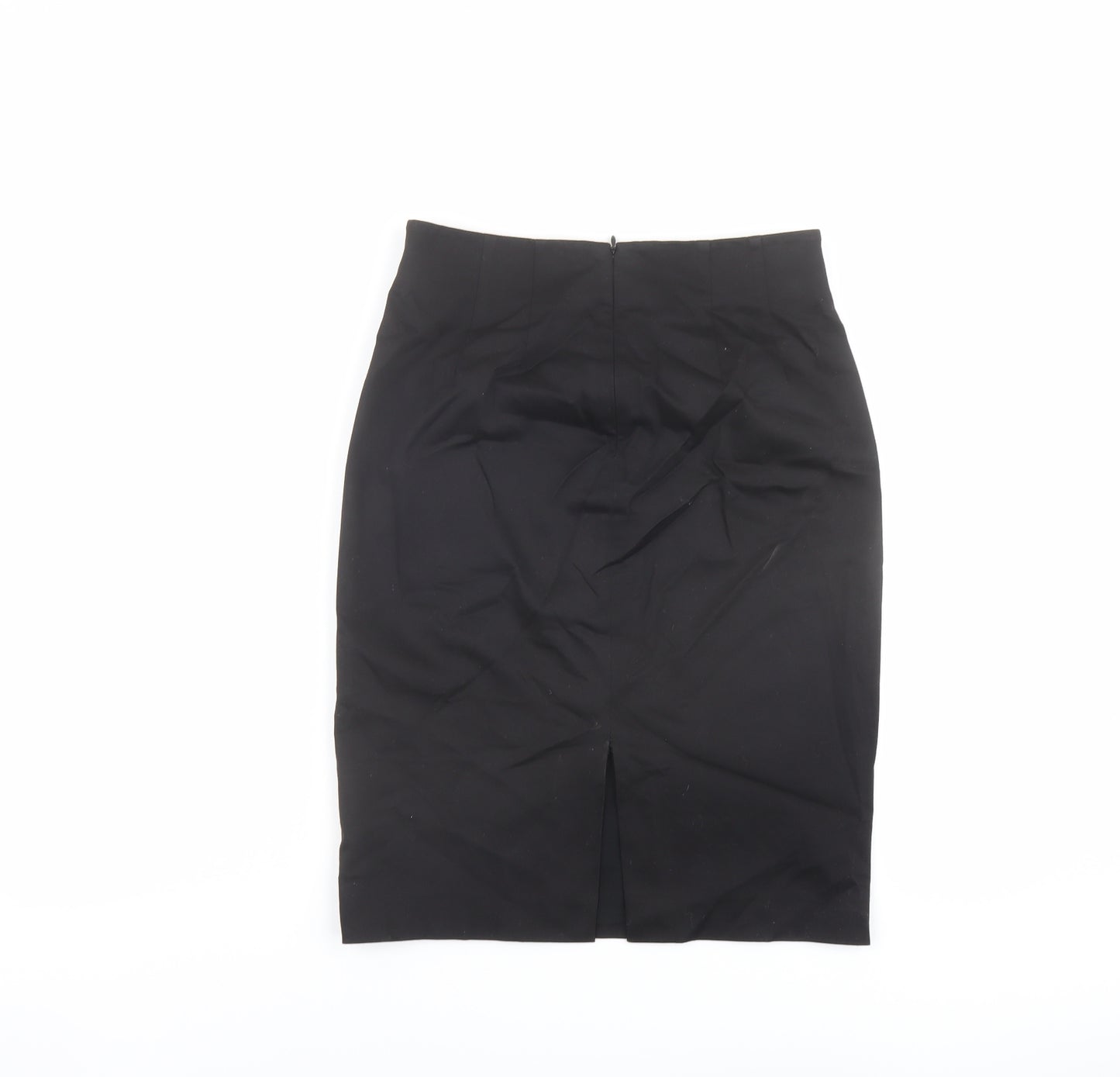 Zara Womens Black Cotton Straight & Pencil Skirt Size 8 Zip