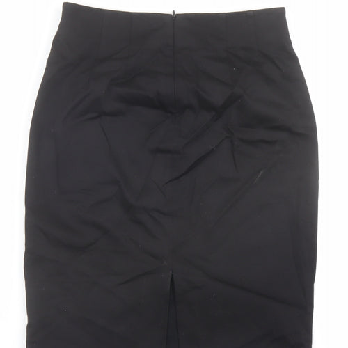 Zara Womens Black Cotton Straight & Pencil Skirt Size 8 Zip