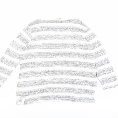 Phase Eight Womens Grey Round Neck Striped Polyester Pullover Jumper Size 10