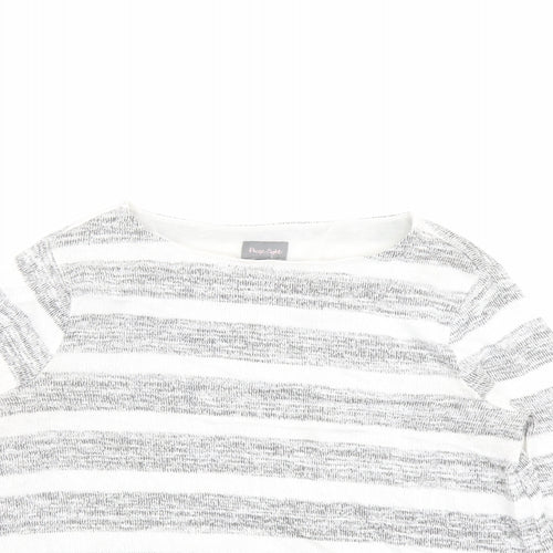 Phase Eight Womens Grey Round Neck Striped Polyester Pullover Jumper Size 10