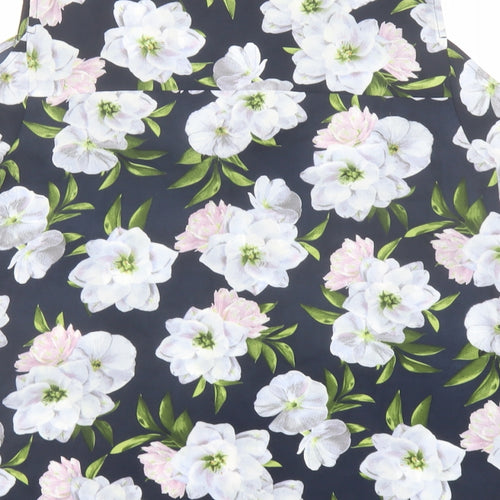 Oasis Womens Multicoloured Floral Polyester Basic Blouse Size 10 V-Neck - Cold Shoulder