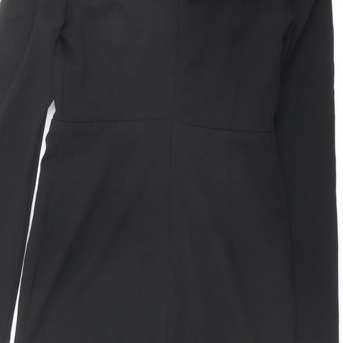 Pink Boutique Womens Black Polyester Shift Size 8 Off the Shoulder Zip