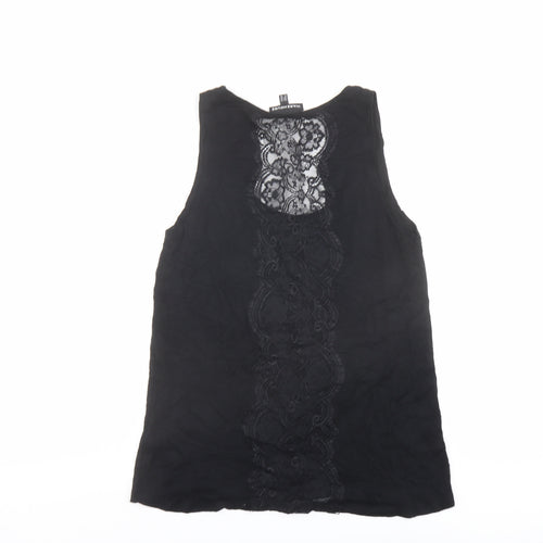 Warehouse Womens Black Viscose Basic Tank Size 10 Round Neck