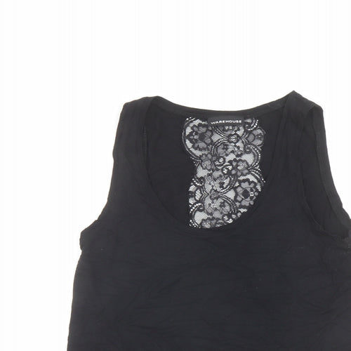 Warehouse Womens Black Viscose Basic Tank Size 10 Round Neck