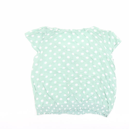 NEXT Womens Green Polka Dot Viscose Basic Blouse Size 18 Scoop Neck