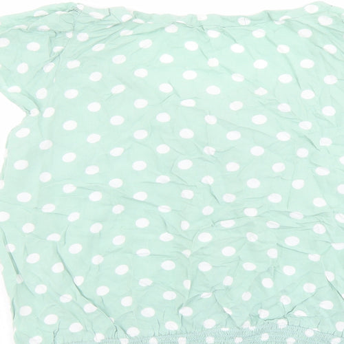 NEXT Womens Green Polka Dot Viscose Basic Blouse Size 18 Scoop Neck