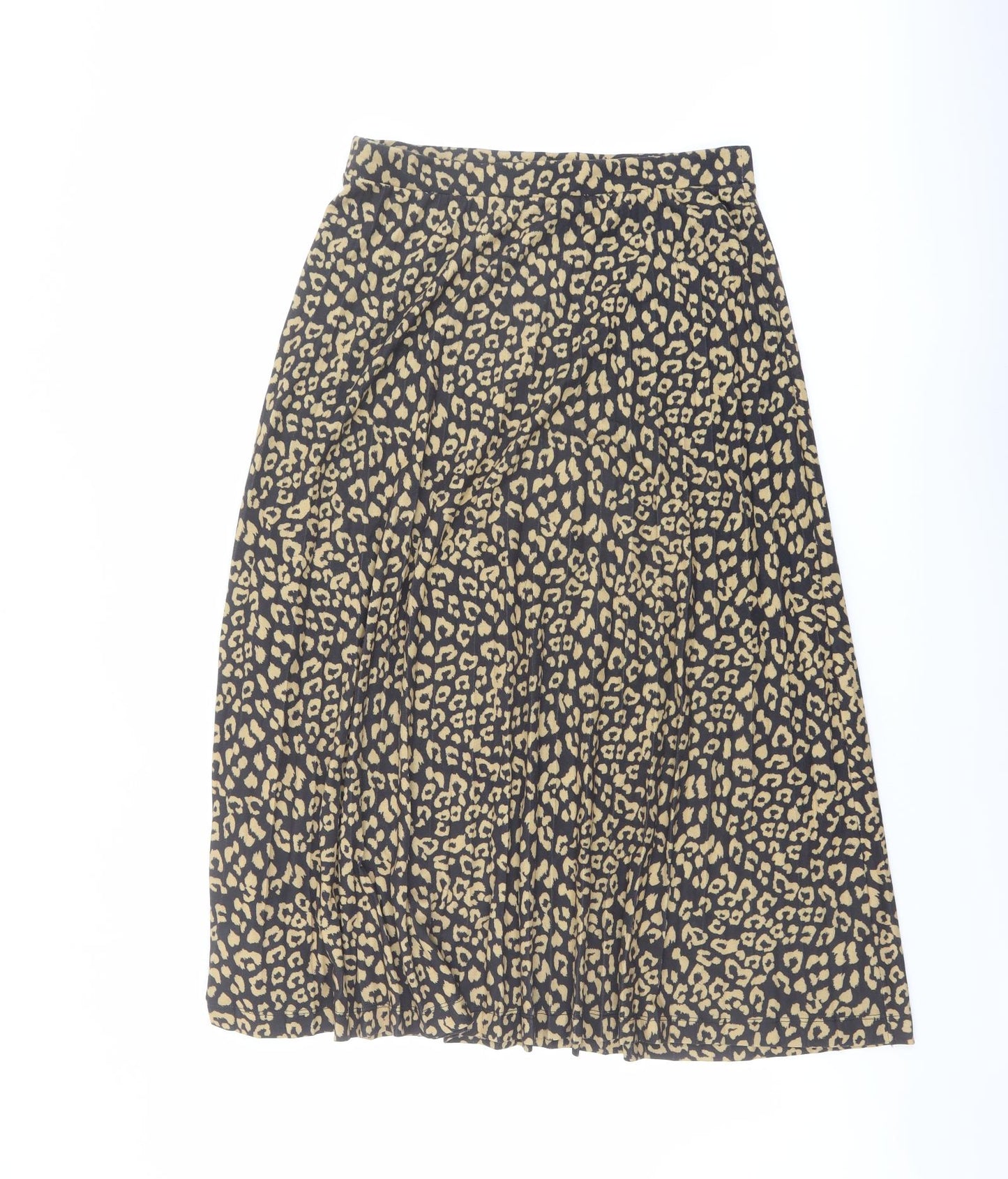 Marks and Spencer Womens Black Animal Print Polyester A-Line Skirt Size 12 - Leopard pattern