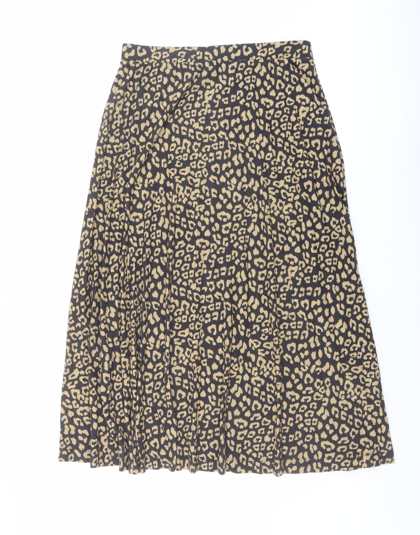 Marks and Spencer Womens Black Animal Print Polyester A-Line Skirt Size 12 - Leopard pattern