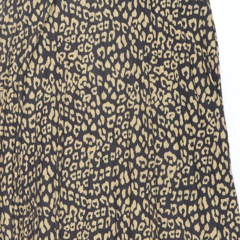 Marks and Spencer Womens Black Animal Print Polyester A-Line Skirt Size 12 - Leopard pattern