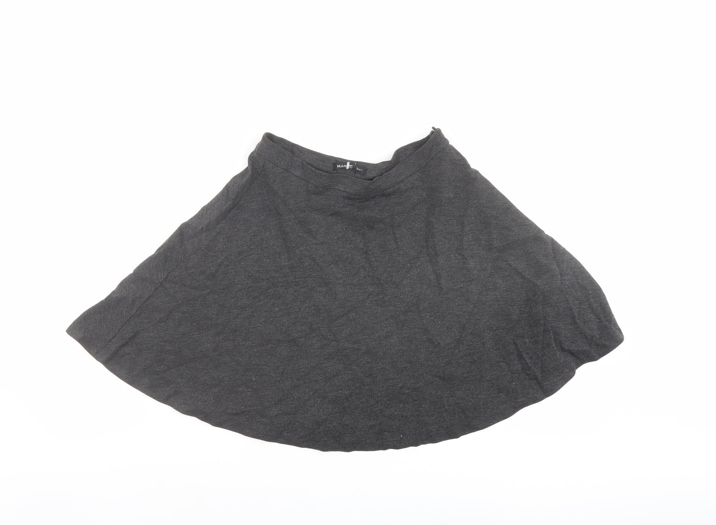 Mango Womens Grey Viscose Skater Skirt Size S Zip