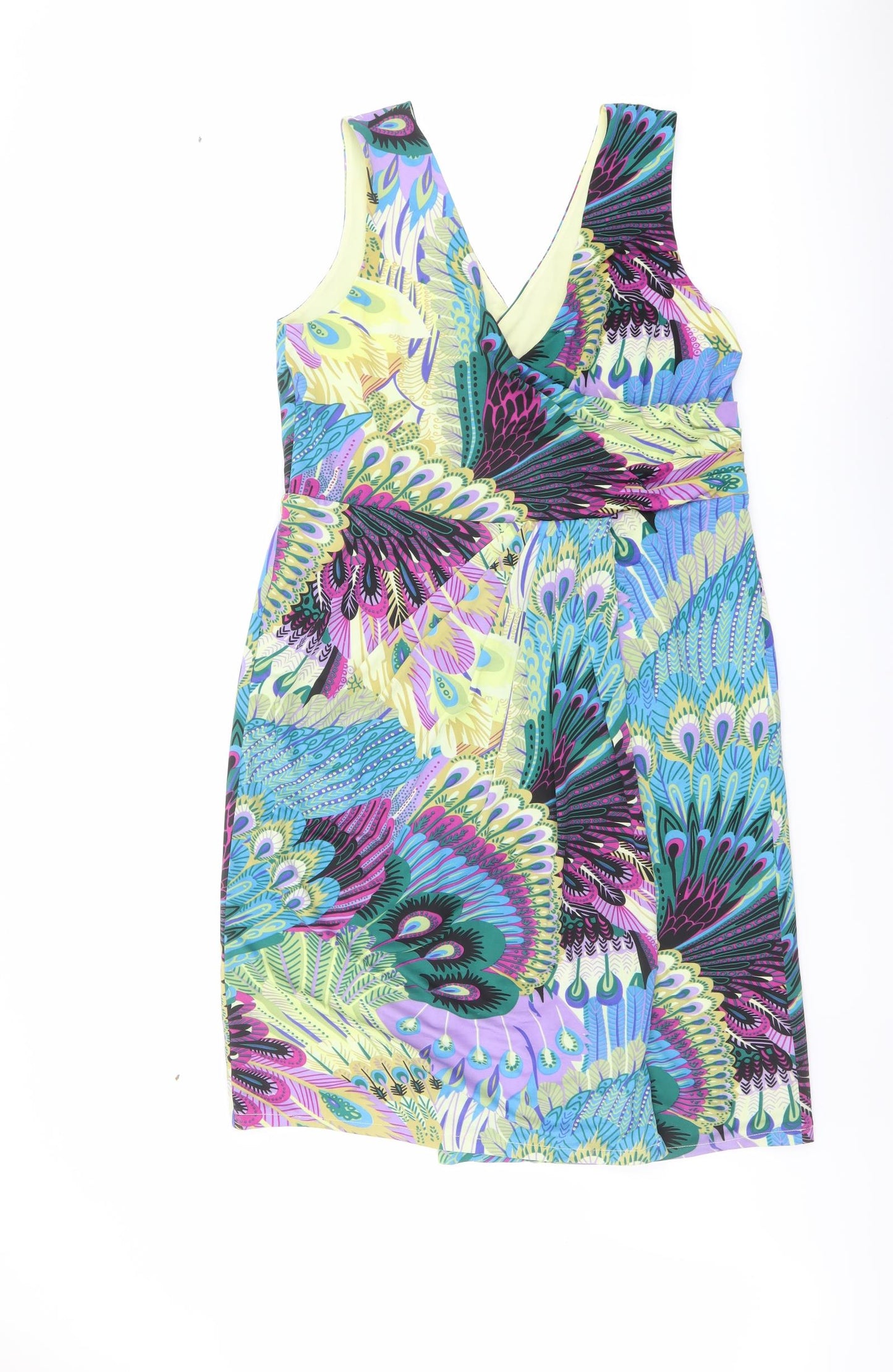Phase Eight Womens Multicoloured Geometric Polyester Tank Dress Size 18 V-Neck Pullover