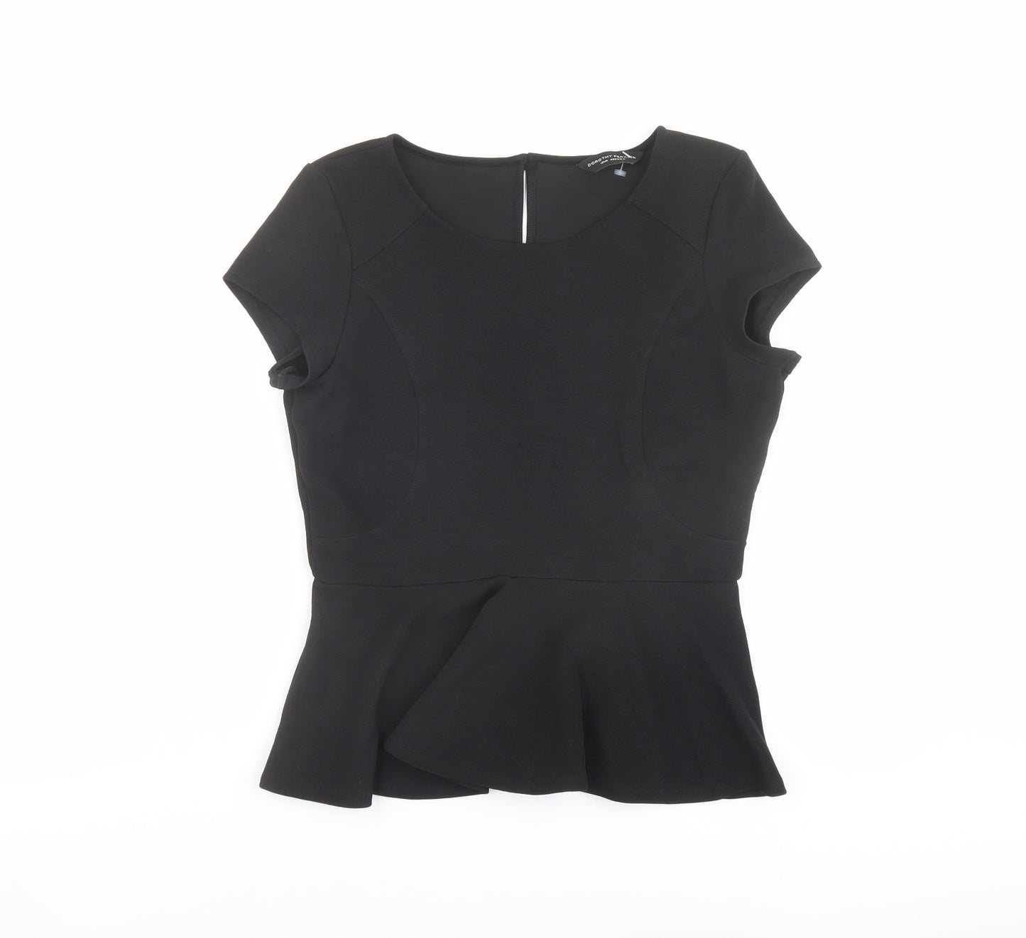 Dorothy Perkins Womens Black Polyester Basic T-Shirt Size 12 Round Neck
