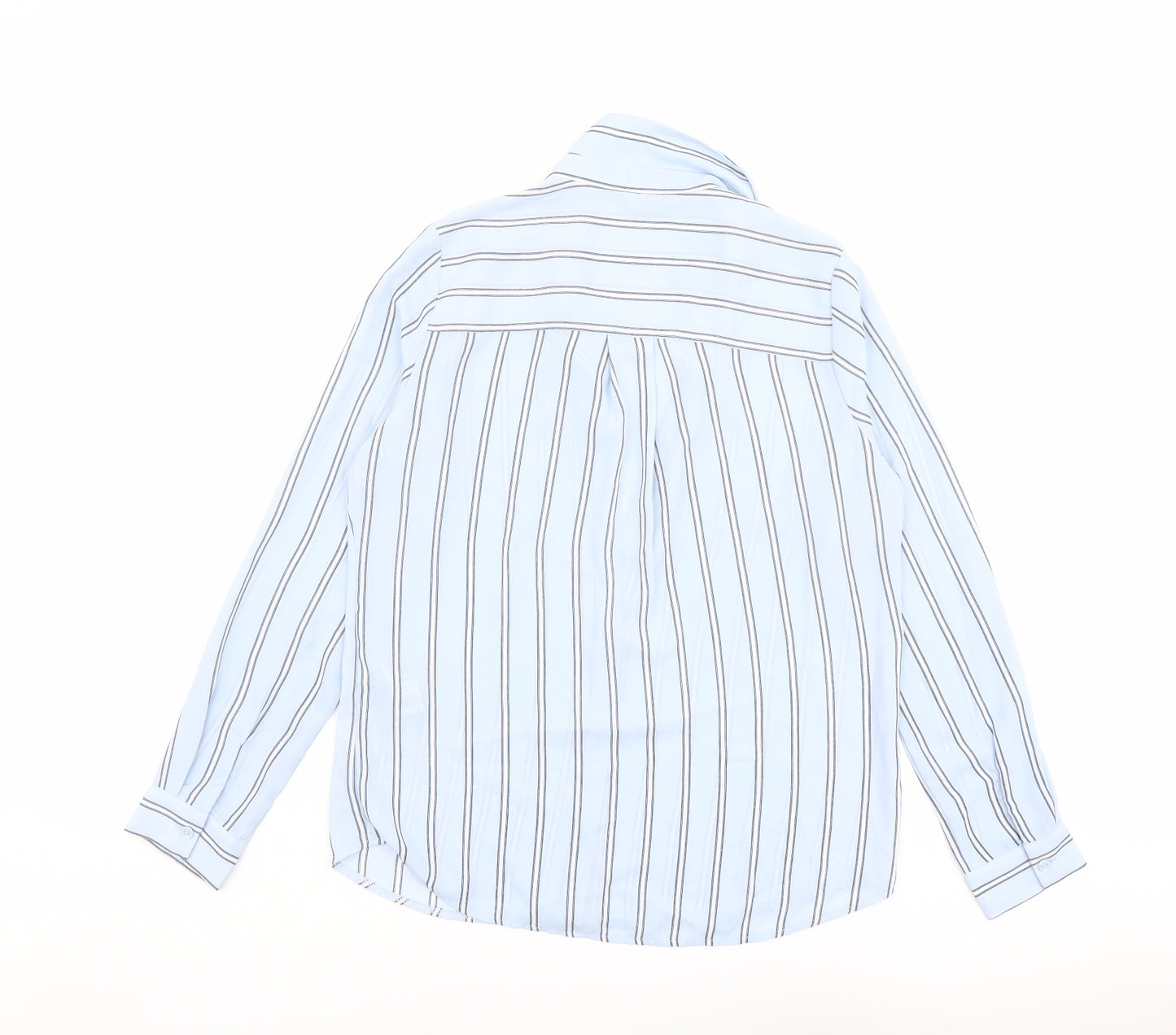 New Look Womens Blue Striped Polyester Basic Button-Up Size 10 Collared