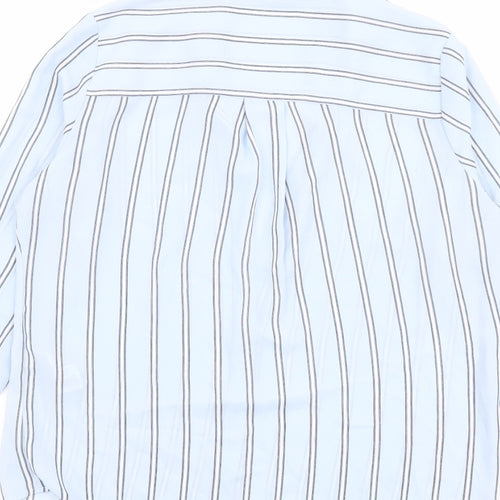 New Look Womens Blue Striped Polyester Basic Button-Up Size 10 Collared