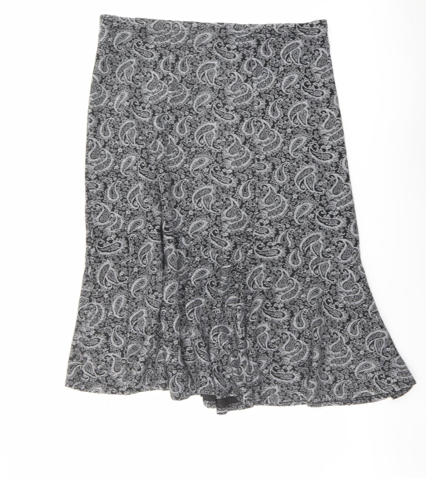 Roman Womens Grey Paisley Polyester Swing Skirt Size 22