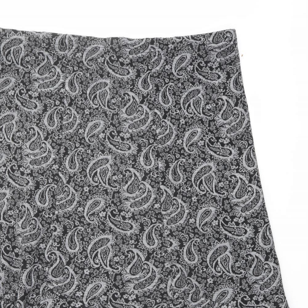 Roman Womens Grey Paisley Polyester Swing Skirt Size 22
