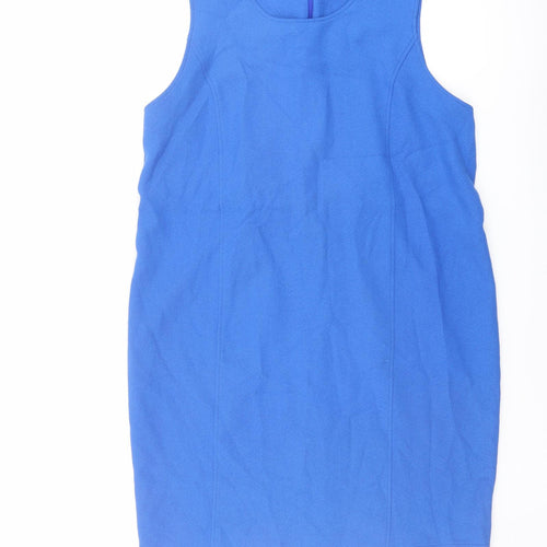 Yessica Womens Blue Polyester Tank Dress Size 14 Round Neck Zip