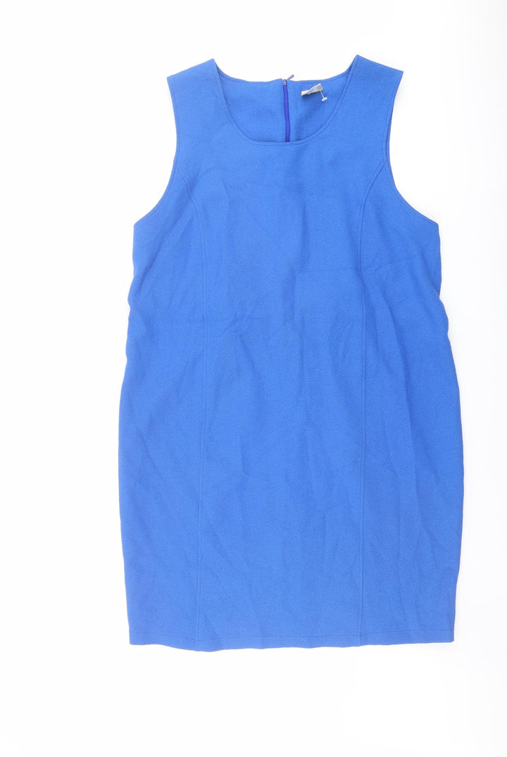 Yessica Womens Blue Polyester Tank Dress Size 14 Round Neck Zip