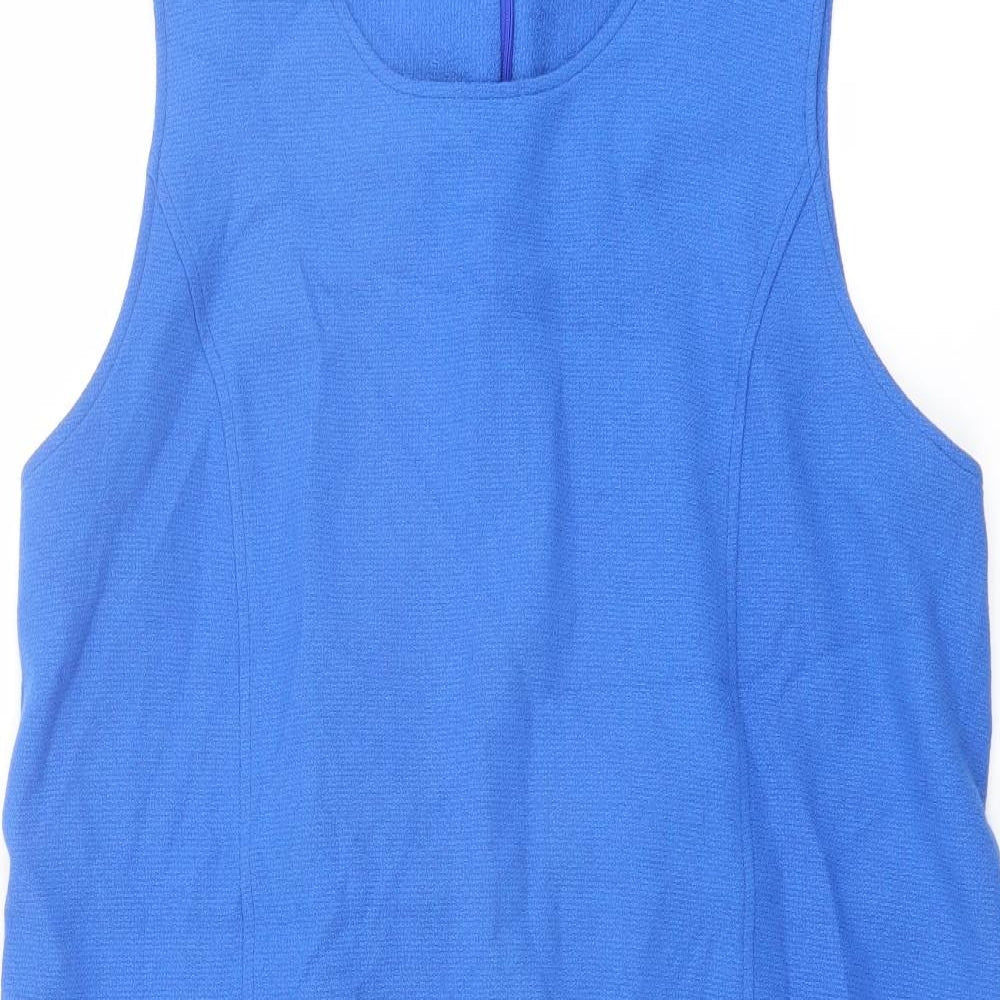 Yessica Womens Blue Polyester Tank Dress Size 14 Round Neck Zip