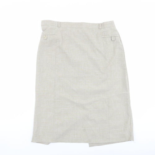 Bonmarché Womens Beige Polyester Straight & Pencil Skirt Size 22 Zip
