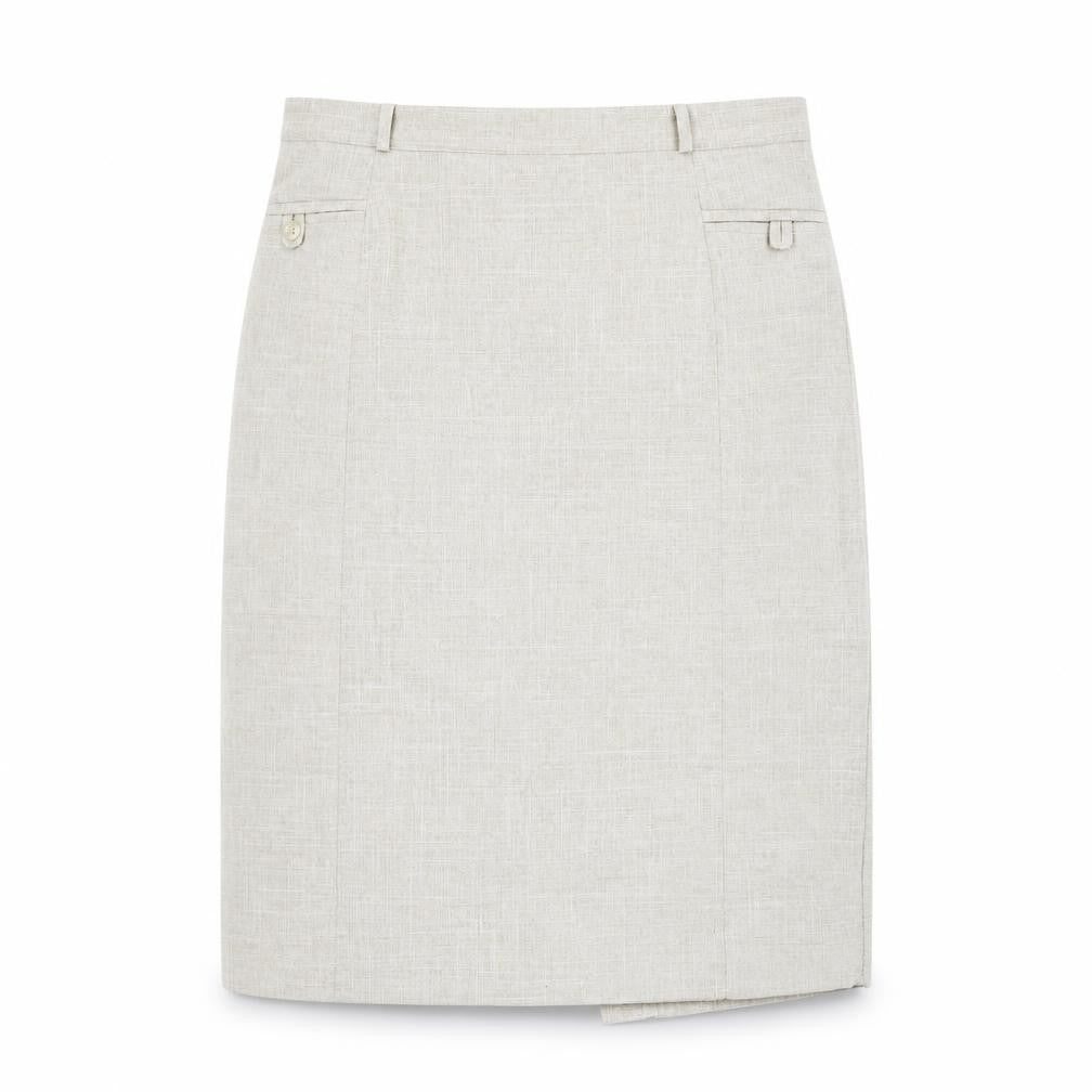 Bonmarché Womens Beige Polyester Straight & Pencil Skirt Size 22 Zip
