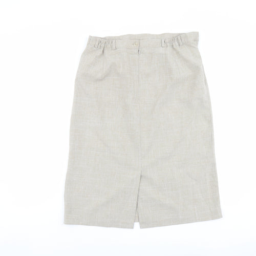 Bonmarché Womens Beige Polyester Straight & Pencil Skirt Size 22 Zip