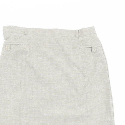 Bonmarché Womens Beige Polyester Straight & Pencil Skirt Size 22 Zip