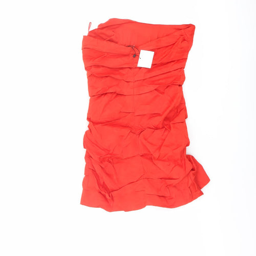 Zara Womens Red Polyester Mini Size M Off the Shoulder Zip