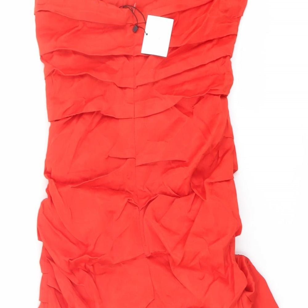 Zara Womens Red Polyester Mini Size M Off the Shoulder Zip