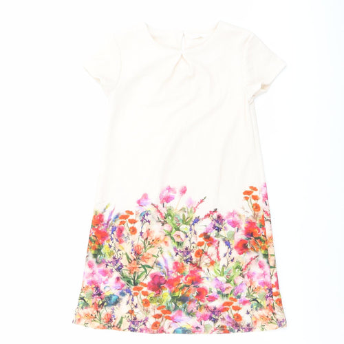 NEXT Girls Multicoloured Floral Polyester A-Line Size 9 Years Round Neck Button