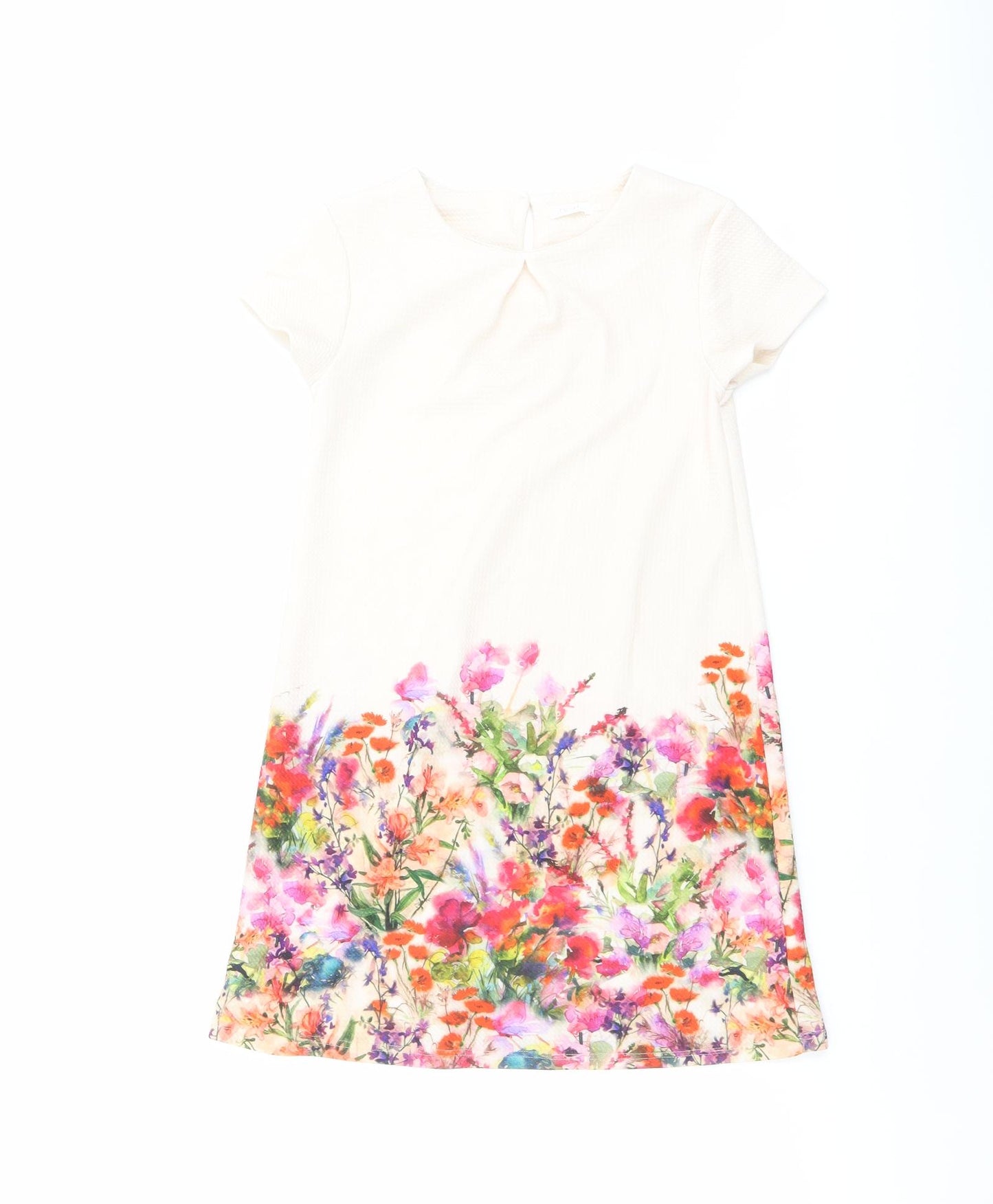 NEXT Girls Multicoloured Floral Polyester A-Line Size 9 Years Round Neck Button