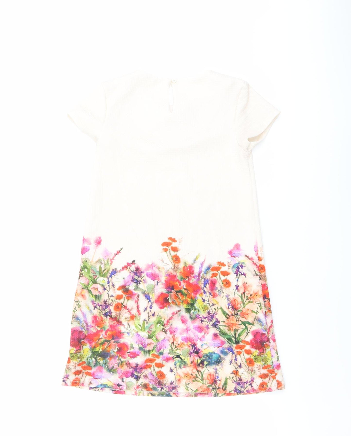 NEXT Girls Multicoloured Floral Polyester A-Line Size 9 Years Round Neck Button