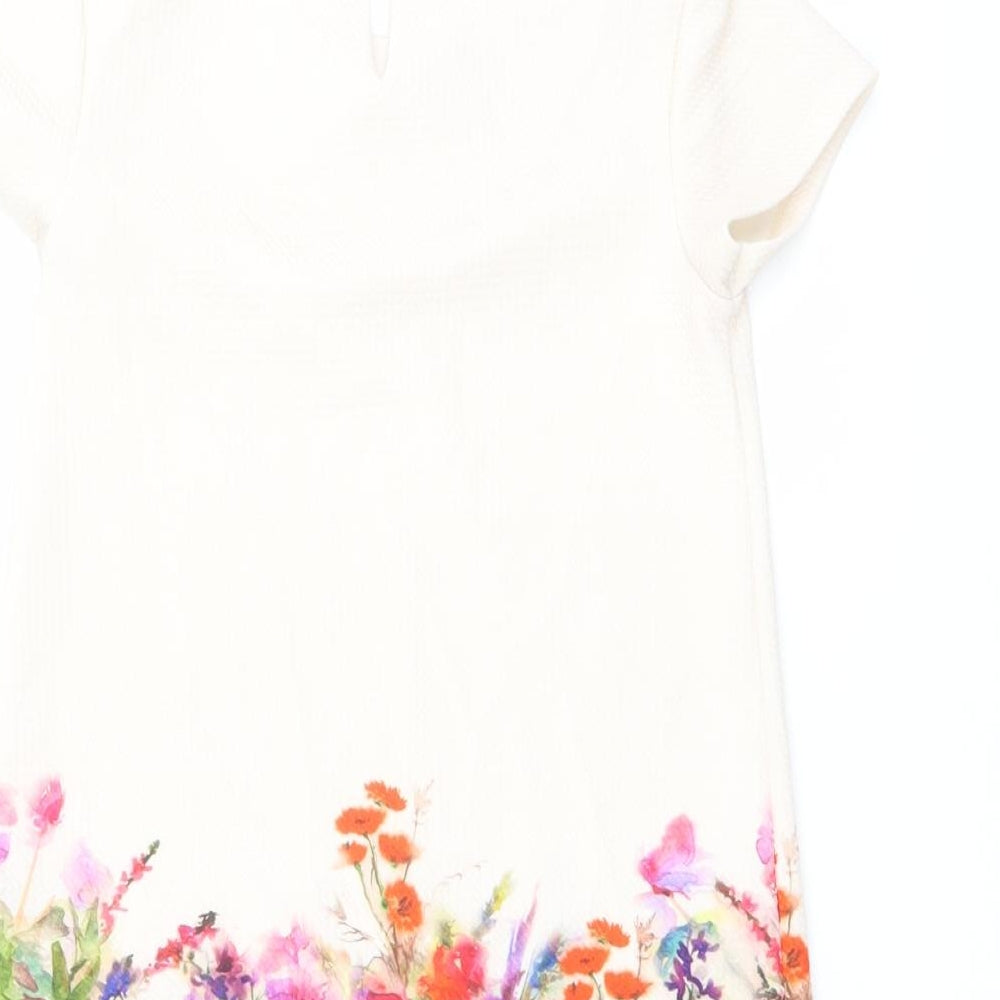 NEXT Girls Multicoloured Floral Polyester A-Line Size 9 Years Round Neck Button