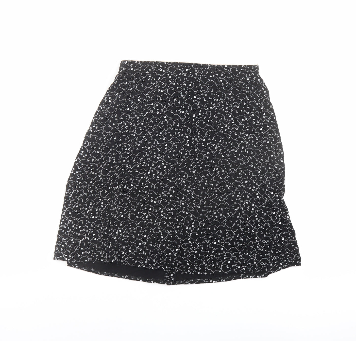 Briggs New York Womens Black Floral Nylon A-Line Skirt Size S