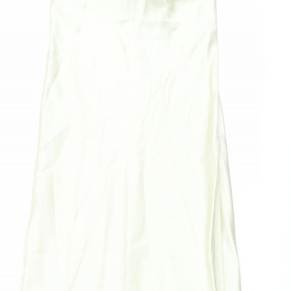 Zara Womens Green Polyester A-Line Size XS Off the Shoulder Zip