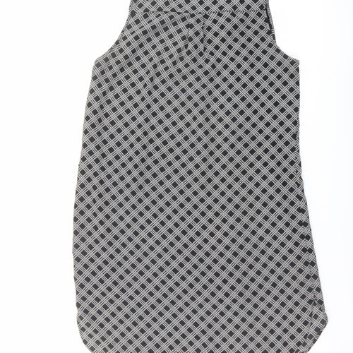 H&M Womens Black Geometric Polyester A-Line Size 12 V-Neck Pullover