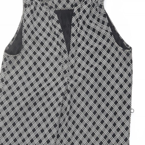 H&M Womens Black Geometric Polyester A-Line Size 12 V-Neck Pullover