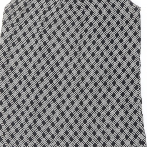 H&M Womens Black Geometric Polyester A-Line Size 12 V-Neck Pullover