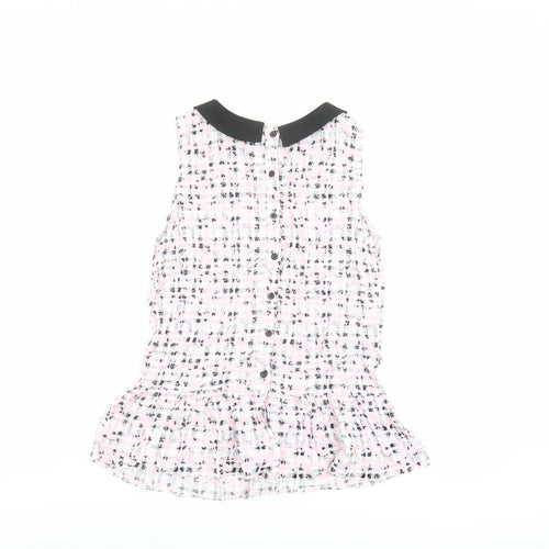 Red Herring Womens Pink Geometric Viscose Basic Blouse Size 8 Collared - Peplum