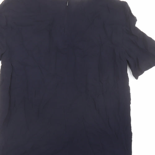 French Connection Womens Blue Viscose Basic Blouse Size 8 Boat Neck - Embellished Neckline