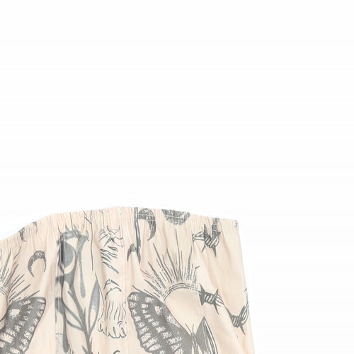 PRETTYLITTLETHING Womens Beige Geometric Viscose Cropped Blouse Size 14 Square Neck - Strapless
