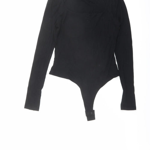 FW Bridge Womens Black Viscose Bodysuit One-Piece Size 12 Snap