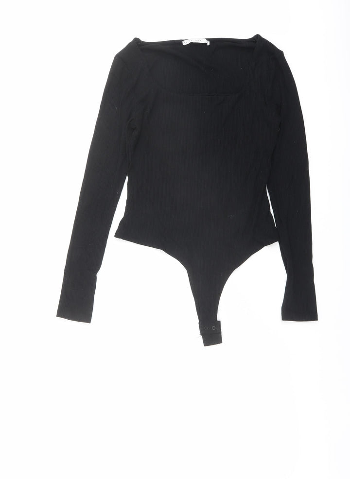 FW Bridge Womens Black Viscose Bodysuit One-Piece Size 12 Snap