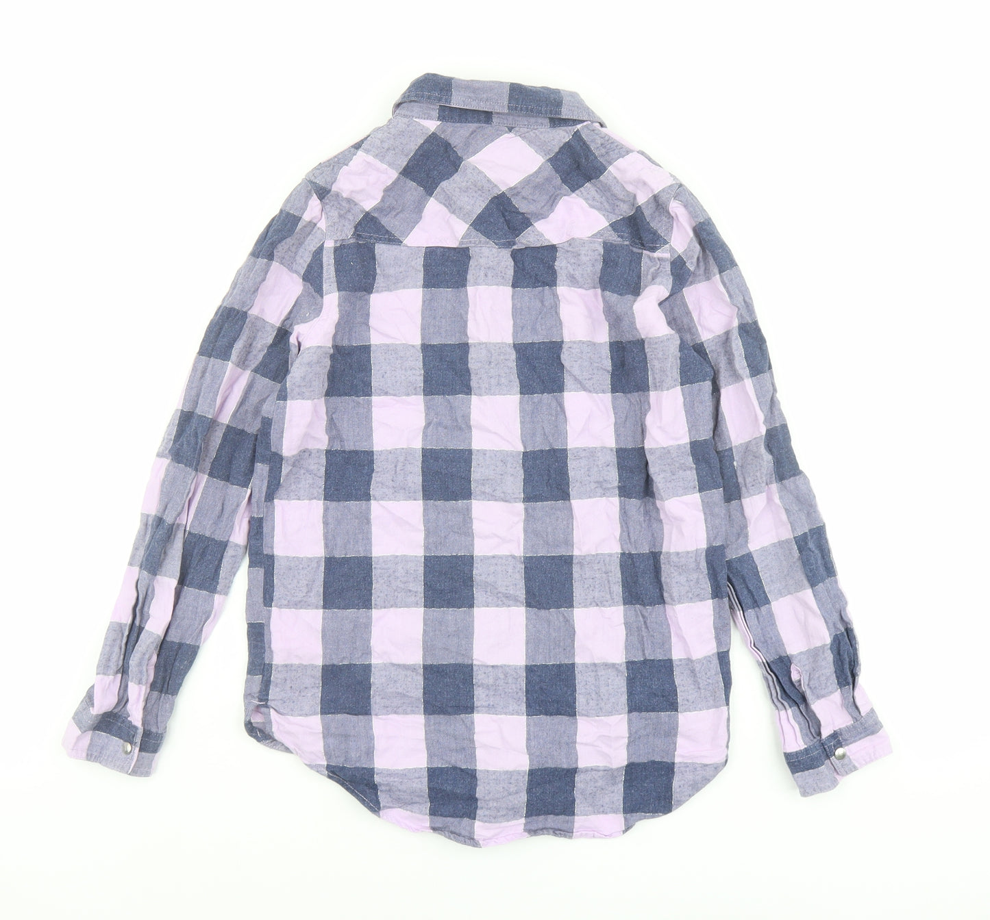 Blue Zoo Girls Purple Plaid Cotton Basic Button-Up Size 12 Years Collared Snap